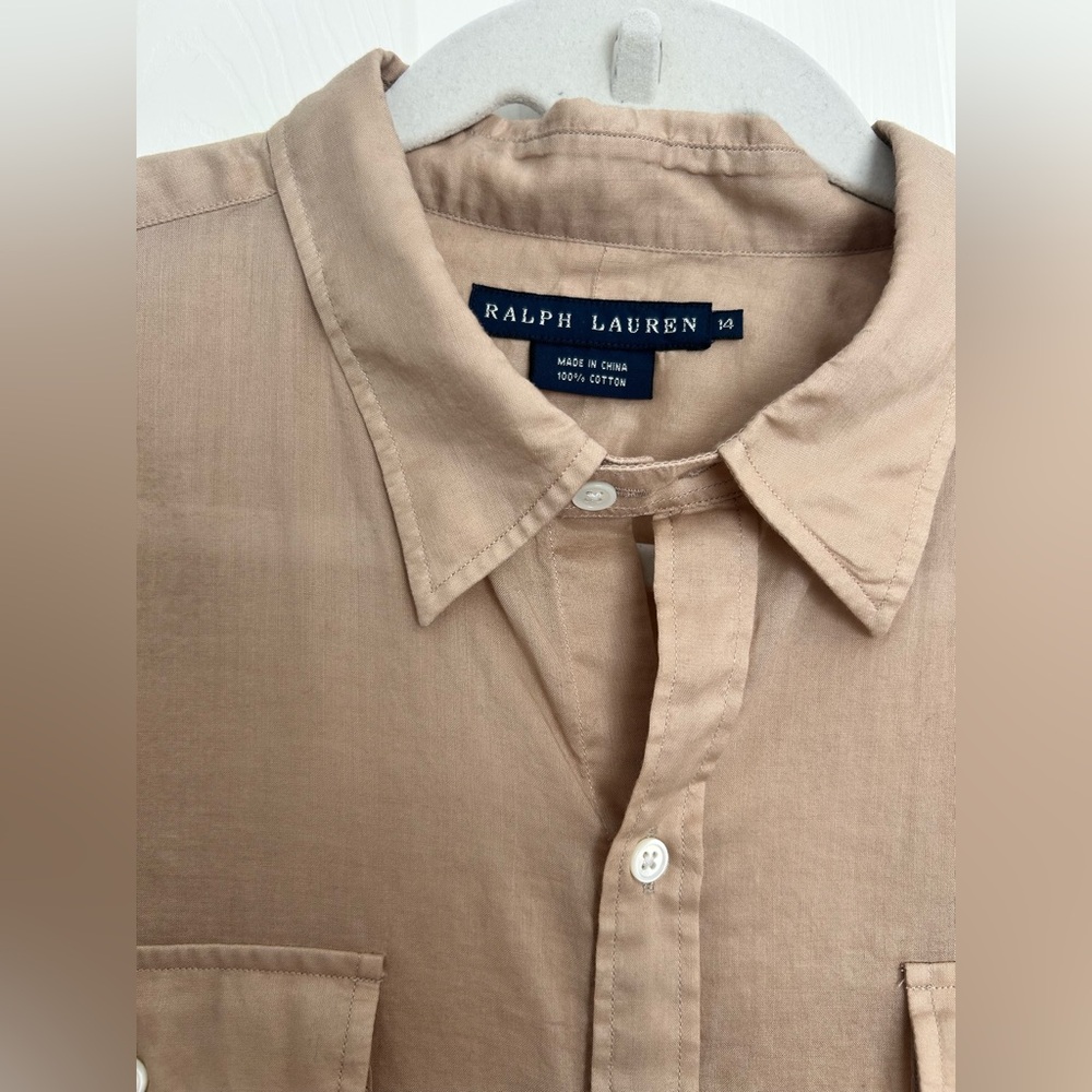 Ralph Lauren Boys Beige Casual Button-Down Shirt size 14 - Picture 2 of 4